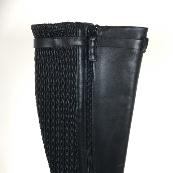 NWT COLE HAAN Women’s Tall Black Leather Stretch Business Casual Preppy Boots 5 - Picture 13 of 13